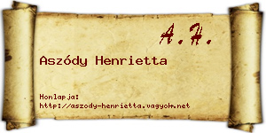 Aszódy Henrietta névjegykártya
