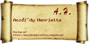 Aszódy Henrietta névjegykártya